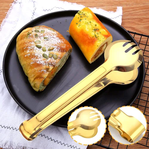 Vista 4 de 4 pinzas para servir de 9 pulgadas, de acero inoxidable, utensilios de servir para ensalada, buffet, aperitivo, postre, fiestas de comida