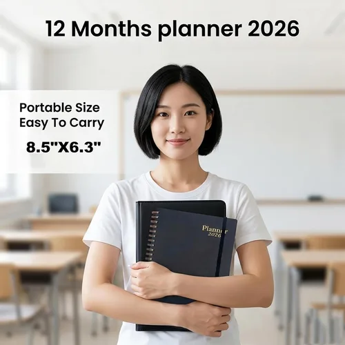 Vista 2 de Daily Planner 2026,Jan 2026-Dec 2026,Weekly & Monthly Planner,Calendar Planner 2026 with Tabs Personal Notebook for Work or Home,6.3"x 8.5",Thicker