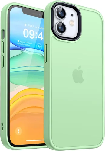 Vista 15 de CANSHN Compatible mate con iPhone 11 [Certificado de caída militar] Funda de teléfono con parte trasera translúcida, antihuellas - Negro helado
