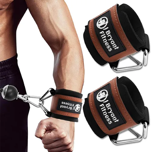 Vista 9 de J Bryant Muñequeras de fitness para máquinas de cable, correas de muñeca ajustables resistentes con acolchado de neopreno de 0.276 in
