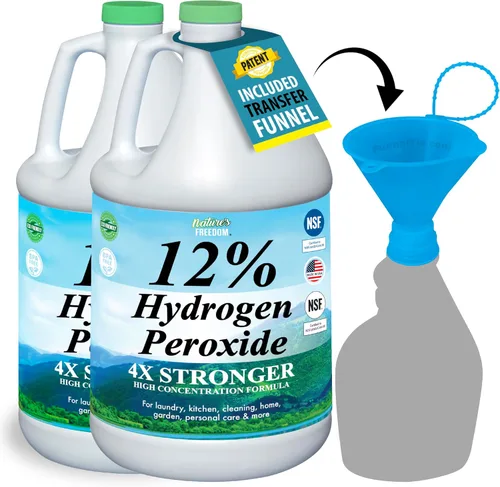 Vista 10 de Nature's Freedom 12% de peróxido de hidrógeno, H2O2 de grado alimenticio y agua purificada solamente, solución de 1 galón