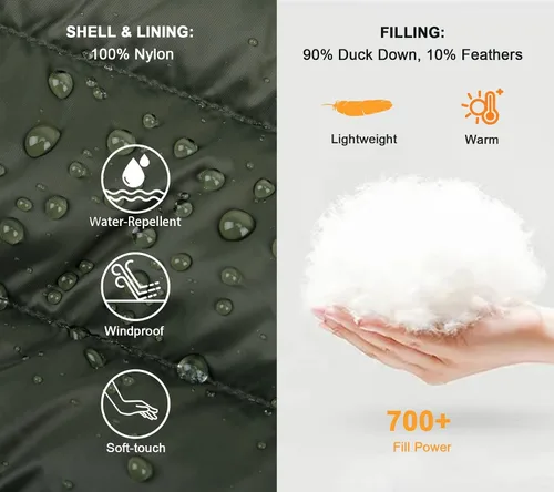 Vista 4 de Chaqueta de plumón plegable para hombre chaqueta acolchada abrigo ligero y cálido