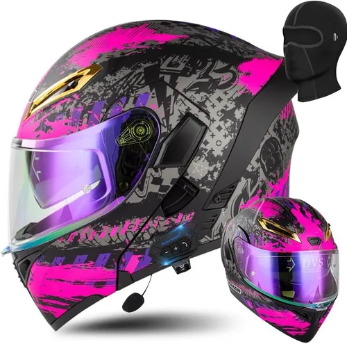 Vista 15 de AAREG Casco de motocicleta unisex para adultos, fibra de carbono, visera antivaho, diseño aerodinámico, Bluetooth integrado, aprobado por DOT