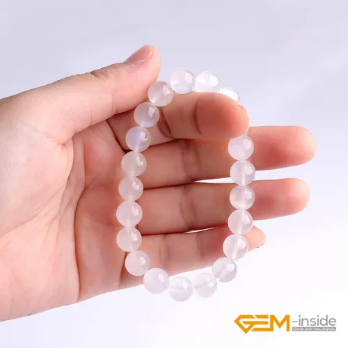Vista 5 de GEM-Inside - Pulsera de moda con piedras preciosas naturales hechas a mano de 0.276in de cuarzo de cristal de grado AAA con cuentas redondas