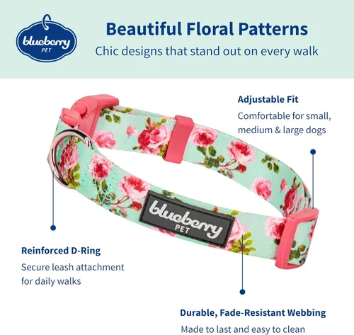 Vista 2 de Blueberry Pet 10+ Patrones Primavera Aroma Floral Collares, Collares Personalizados Turquesa