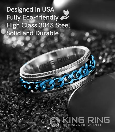 Vista 3 de King Ring Anillos Super Spinner de 0.315 in Segunda edición de anillos de acero inoxidable premium para hombres y mujeres Diseñado en Estados