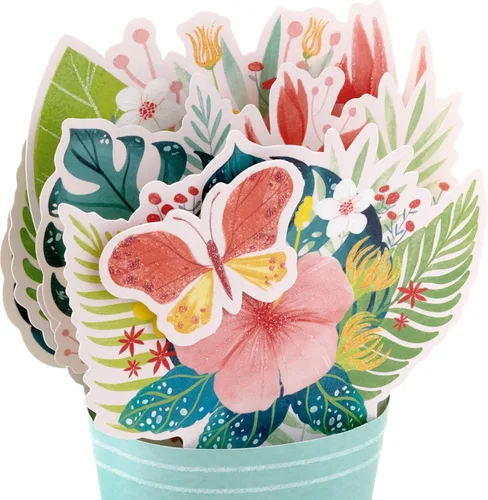 Vista 5 de Hallmark Paper Wonder - Cumpleaños o felicitaciones, tarjeta Pop Up (ramo visible)