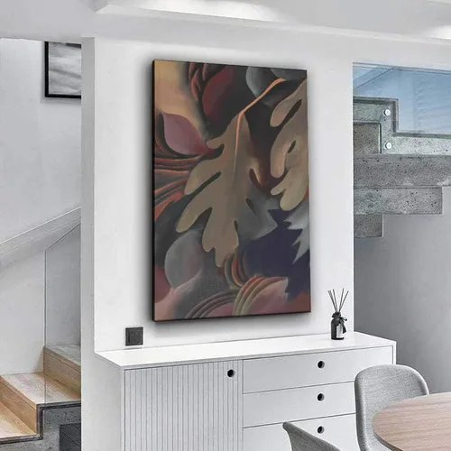 Vista 2 de Georgia O'Keeffe - Póster de hojas bajo el agua, pintura decorativa, lienzo, arte de pared, para sala de estar, dormitorio, 16 x 24 pulgadas