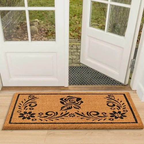 Vista 12 de LuxUrux Alfombra de Fibra de Coco de Bienvenida - Respaldo Extra Resistente, 17'' x 30'' Alfombra Natural para Puerta - Fácil de Limpiar, Hermoso