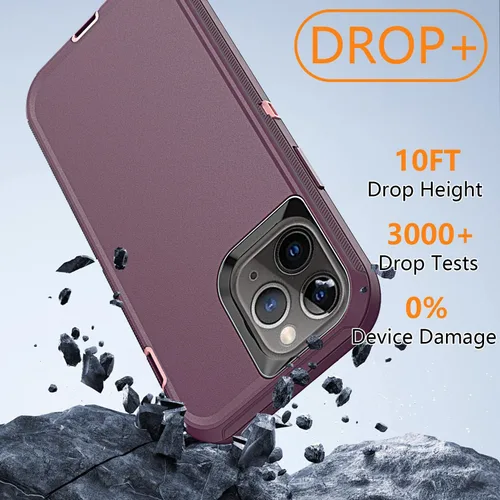 Vista 4 de YmhxcY Funda para iPhone 11 Pro, a prueba de golpes, a prueba de caídas, a prueba de polvo, a prueba de caídas, 3 capas, duradera, funda de teléfono