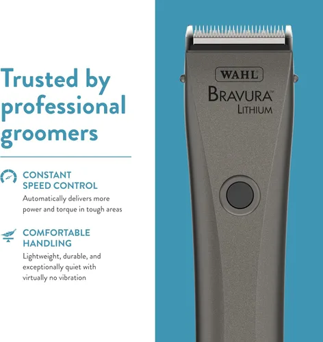 Vista 6 de Kit corta uñas profesional Bravura con cable/inalámbrico para mascotas, de la marca Wahl, Gris plomizo