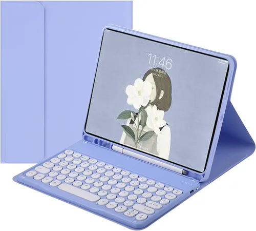 Vista 8 de Funda con teclado para Samsung Galaxy Tab A11+ Plus 2025/A9 Plus 2023 de 11 Teclado Bluetooth magnético desmontable, cubierta de teclado redondo