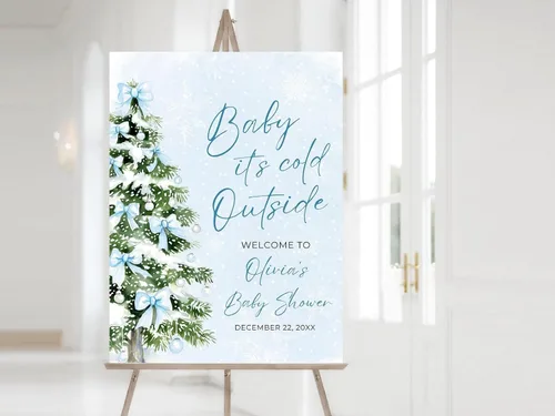 Vista 9 de Letrero de bienvenida personalizado para baby shower, Baby It's Cold Shower #8Tr