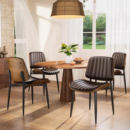 Vista 23 de YaFiti Juego de 2 sillas de comedor, sillas de comedor y cocina modernas de mediados de siglo, sillas tapizadas de piel sintética con diamantes