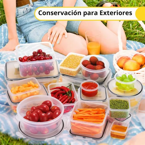 Vista 7 de Juego de 34 recipientes de almacenamiento de alimentos con tapas herméticas