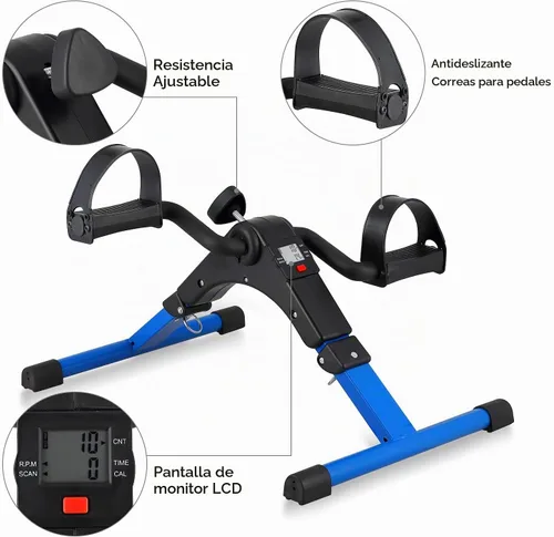 Vista 6 de Folding Pedal Exerciser, Mini Exercise Bike Under Desk Bike Adjustable Resistance, Portable Foot Cycle Pedal, Sitting Peddler Exerciser for Arm