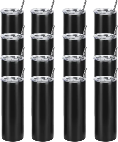 Vista 17 de Paquete de 4 vasos delgados de 20 onzas, juego de vasos delgados de acero inoxidable en caja de regalo individual, 20 onzas de capacidad, vaso