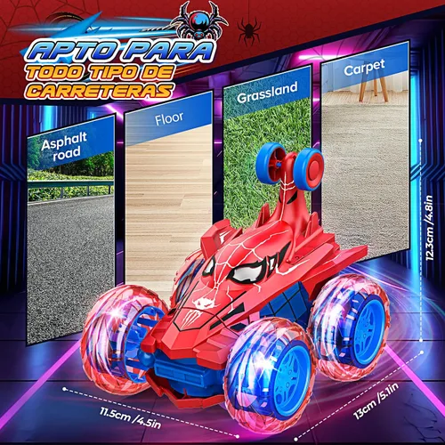 Vista 4 de Coches RC para niños, juguetes de control remoto para niños de 3, 4, 5, 6, 7, 8, 9, 10 años de edad, niño y niña, 360°, volteos 4WD RC Stunt Car