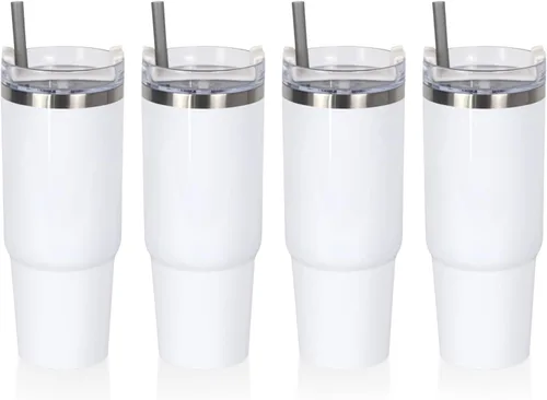 Vista 11 de Vaso de acero inoxidable de 32 onzas con asa y tapa 2 piezas Nuevo Mango Blanco