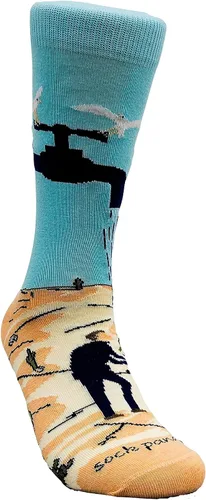 Vista 3 de Sock Panda Es una sequía de los calcetines, Amarillo, azul, marrón, verde, rojo, blanco, negro