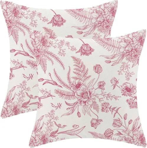 Vista 30 de CXMEIFLY Juego de 2 fundas de almohada de hojas florales de primavera de 16 x 16 pulgadas, para decoración de flores chinoiserie, almohadas