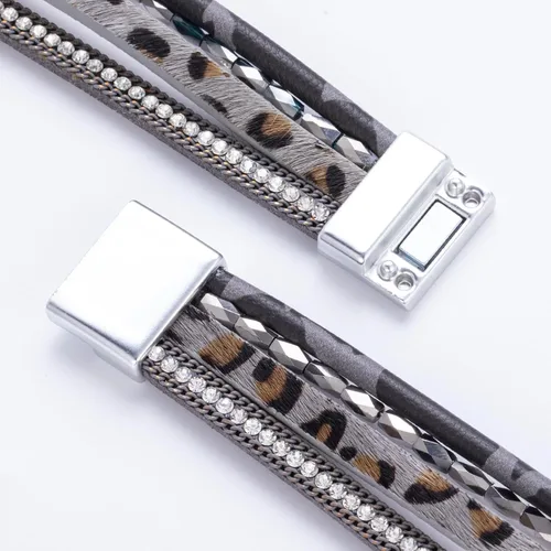 Vista 168 de FANCY SHINY - Pulsera de cuero estilo bohemio, pulsera de cuentas de cristal con cierre magnético, regalos de joyería para mujer