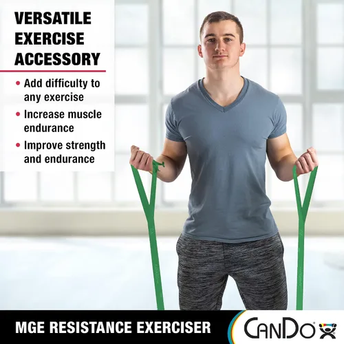 Vista 3 de CanDo Banda de resistencia de ejercicio de 6 pies con bucles de mano/pie para entrenamientos totales del cuerpo, entrenamiento, rehabilitación