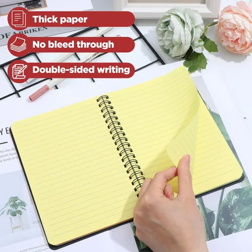 Vista 3 de 8 Pack Spiral Notebook – 5” x 7” Black PVC Cover College Ruled Journals, 100 Sheets/200 Pages – 7 Colors Vibrant Lined Paper Memo Pads for Learning