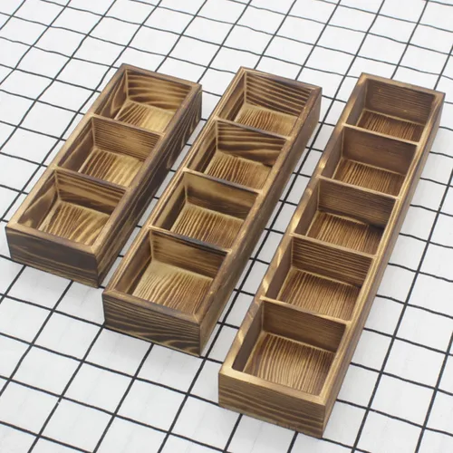 Vista 7 de Wood Tea Bag Storage Organizer Box, 3 Compartment Countertop Holder