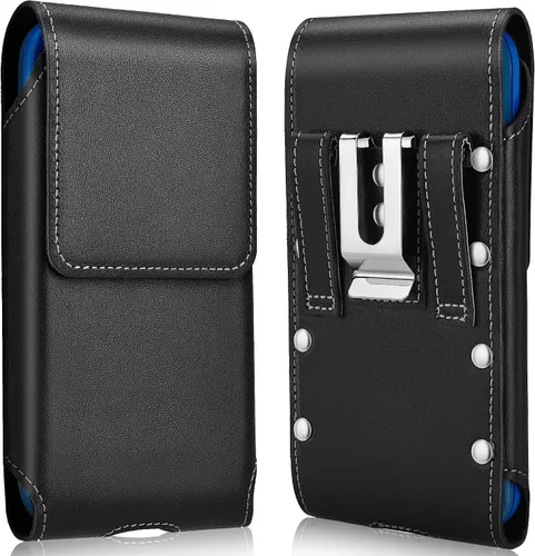 Vista 9 de Gcepls Funda de cuero para teléfono para iPhone SE, iPhone 8, 7, 6s, soporte de cinturón de cuero de vaca premium con clip para cinturón, estuche