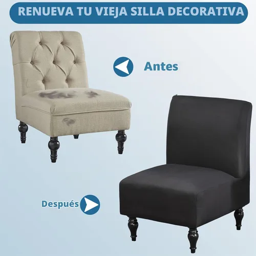 Vista 4 de Funda para Silla de Acento sin Brazos, Funda Elástica para Silla Súper Ajuste, Funda Protectora de Muebles para Silla sin Brazos para Sala de Estar