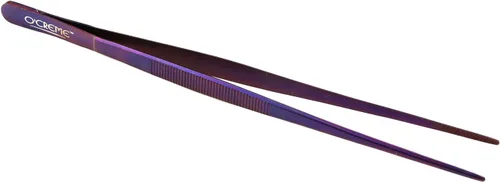 Vista 23 de O'Creme Pinzas de acero inoxidable de precisión para cocina culinaria de 8 pulgadas (8 pulgadas curvas, negro)