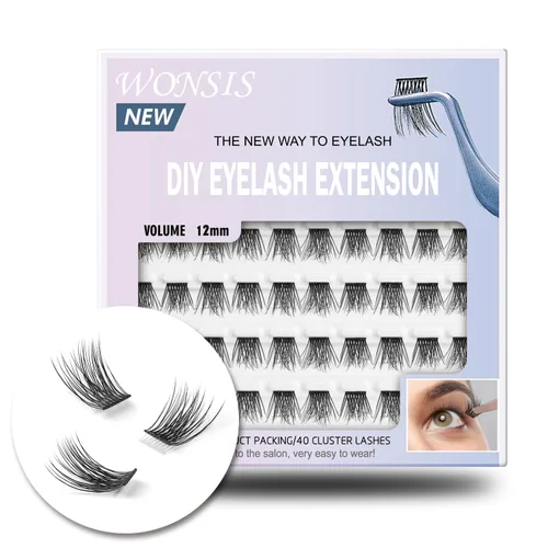 Vista 19 de Extensiones de pestañas en racimo de pestañas, pestañas individuales reutilizables, extensiones de pestañas individuales naturales para extensiones