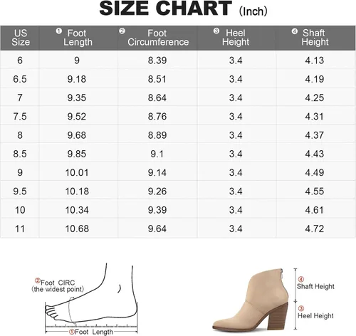 Vista 4 de mysoft Women's V Cut Out Ankle Boots Slip On Pointed Toe Chunky Stacked Heel Booties