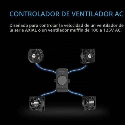 Vista 2 de AC Infinity Controlador de velocidad de ventilador de CA, ventiladores
