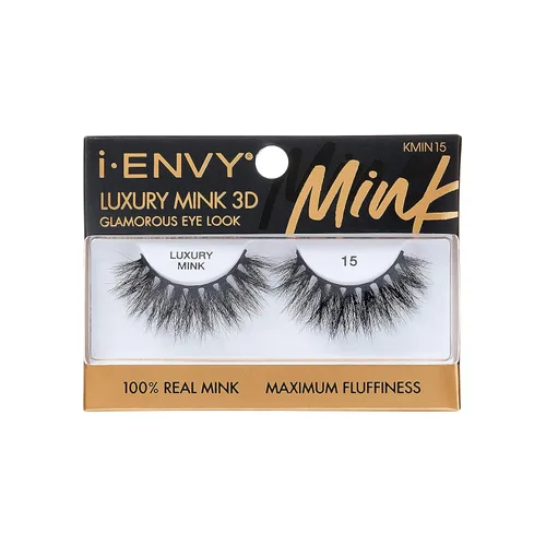 Vista 7 de i-ENVY Pestañas postizas de lujo de la colección de visón, pestañas 100% de visón real, aspecto glamoroso, pestañas de máxima esponjosidad 3D ángulo