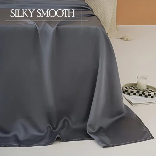 Vista 4 de Bedbay Juego de sábanas de lujo tamaño individual, 100 % viscosa de bambú, juego de sábanas de enfriamiento suave y sedoso para personas que duermen