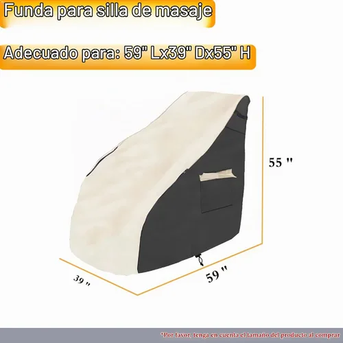 Vista 2 de Funda para silla de masaje, 600D protector de silla de masaje shiatsu de cuerpo completo, 59 x 39 x 55 pulgadas, fundas para sillón, con cordón