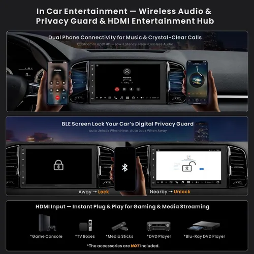 Vista 6 de ATOTOZONE Estéreo de auto de doble DIN con IA de 7 pulgadas, 8G+128G, 4G LTE, Carplay inalámbrico y Android Auto, audio 7.1.2 Ch, DSP, 36B-EQ, FLAC