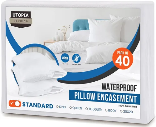 Vista 19 de Utopia Bedding - Funda de almohada impermeable con cremallera, 20 x 26 pulgadas, 2 unidades, estándar, color blanco