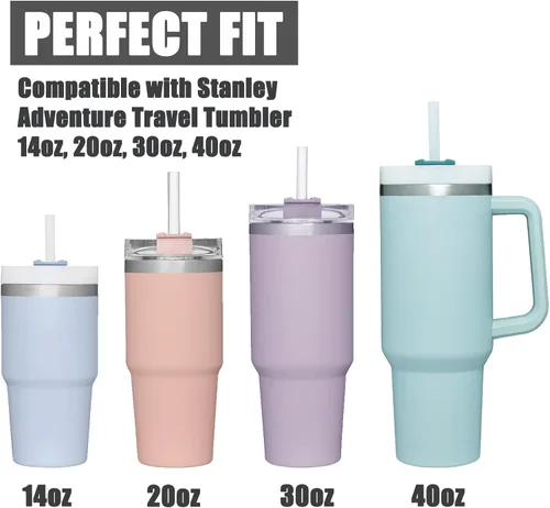 Vista 2 de Greant 8 popotes de silicona compatibles con vasos Stanley de 40 onzas, pajitas suaves compatibles con Stanley Cup Straw Straw de 12 pulgadas