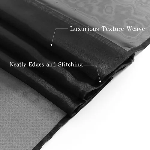 Vista 4 de Luvyohmee Cenefas de bufanda negras para ventanas, cenefa transparente de 144 pulgadas, cenefas transparentes para ventanas, tela para drapear