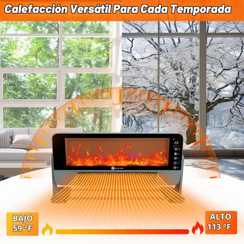 Vista 6 de Calentador de espacio, calentador de chimenea, calentadores para uso en interiores con efecto de llama 3D, aire acondicionado portátil de 1500 W
