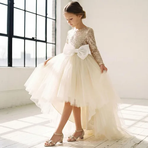 Vista 7 de Walofou Sandalias para Bebés, Niños Pequeños y Niños Grandes para Niñas Elegante-champán