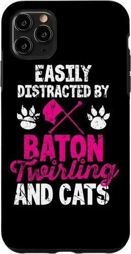 Vista 4 de Funda para iPhone 12 mini que se distrae fácilmente por Baton Twirling and Cats Majorette Twirl