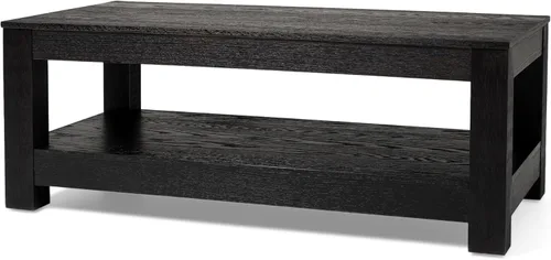Vista 11 de Maven Lane Paulo - Mesa de centro rectangular de 18 pulgadas con almacenamiento, madera maciza marrón, ideal para sala de estar y sala de estar