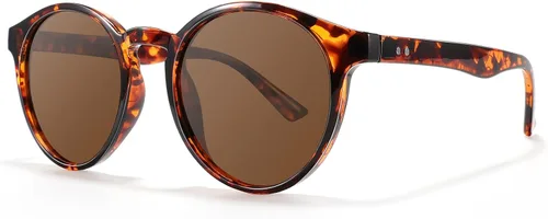 Vista 2 de MACJERO Gafas de sol redondas Protección UV polarizada Gafas de sol de moda para mujer Estilo de diseñador retro