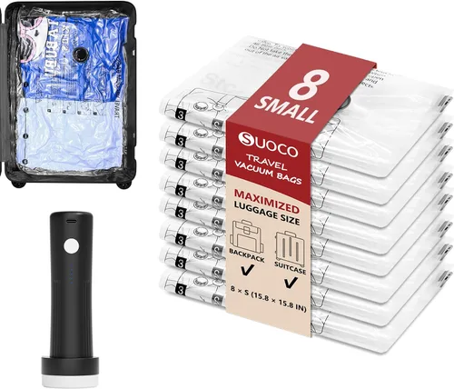 Vista 23 de Travel Vacuum Bags for Clothing with Cordless Pump 18 Combo, Black