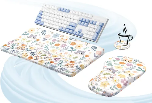 Vista 8 de Ospelelf Conjunto de Reposamuñecas Ergonómico de Alfombrilla para Ratón y Soporte para Teclado, Comodidad con Espuma Viscoelástica, Alivio del Dolor