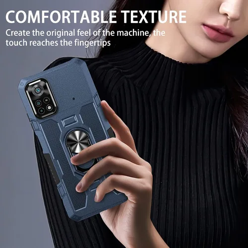 Vista 3 de Compatible con funda para teléfono Xiaomi Poco X4 Pro 5G y protector de pantalla de vidrio templado, soporte de anillo, soporte de soporte